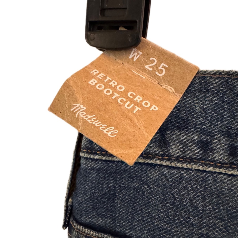 Madewell Retro Crop Bootcut Jeans Women's Size 25 Dark Wash Denim Raw Hem NWT - Picture 3 of 6